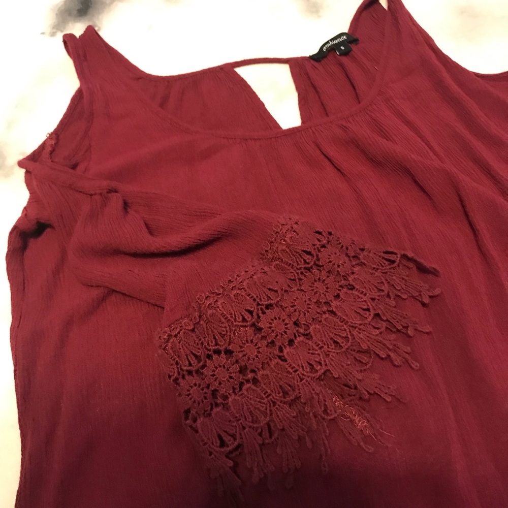 Red Cold-Shoulder Top - Picture 2 of 3